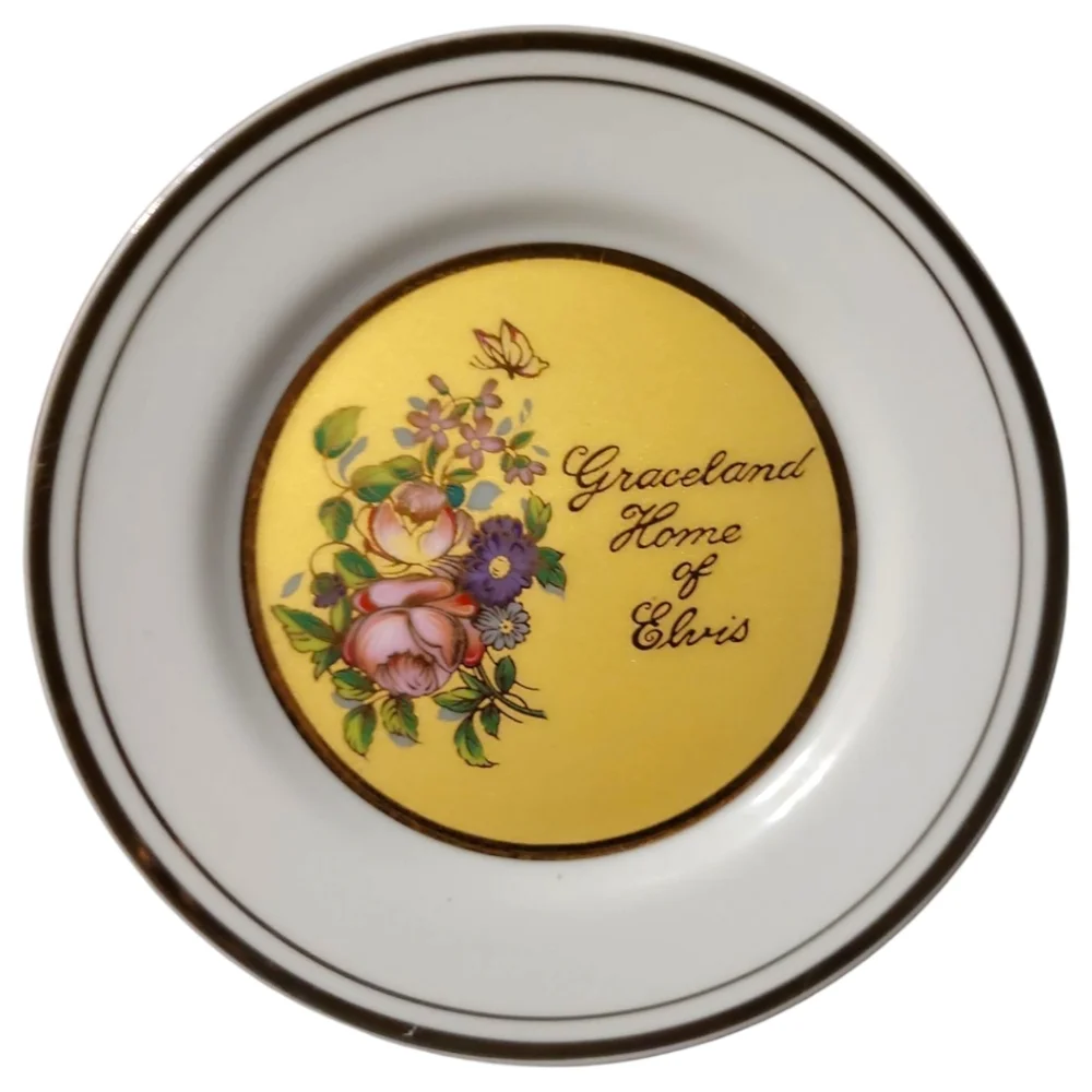 Vtg Elvis Plate Graceland Home Gold Accents 6